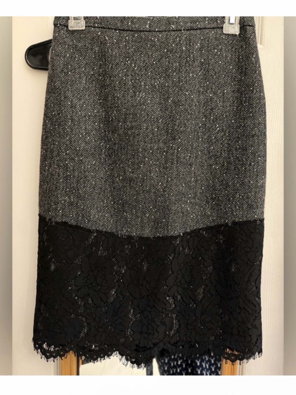 J crew Glittery tweed and lace pencil skirt